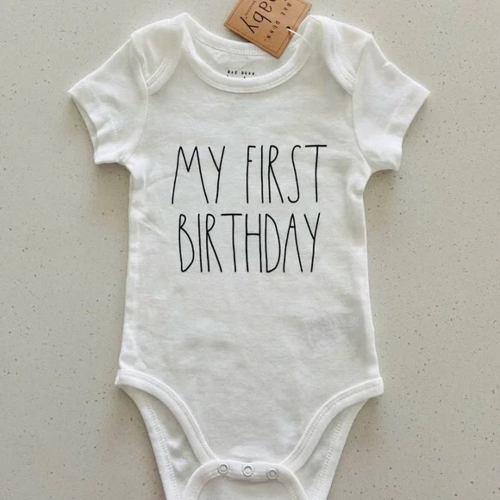 SOLD🎂✨Rae Dunn My First Birthday & Sprinkles Baby Bodysuits 2Pack Short Sleeve - Picture 8 of 10